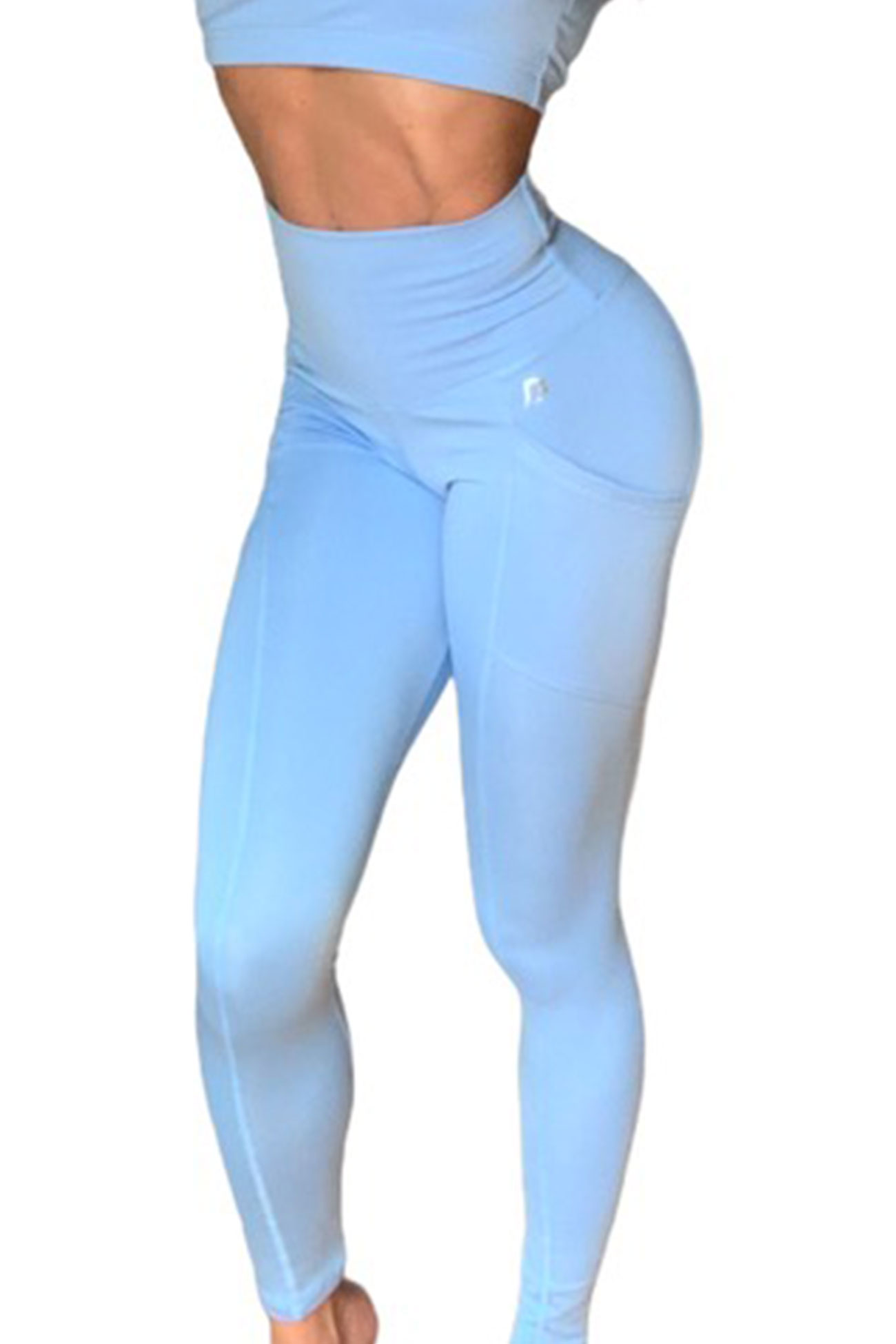 Baby Blue Full Scrunch Leggings - B-Couture Boutique